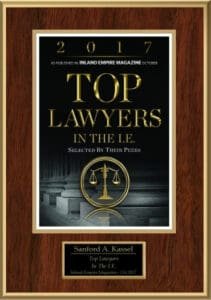 Award plaque recognizing "Top Lawyers in the I.E."