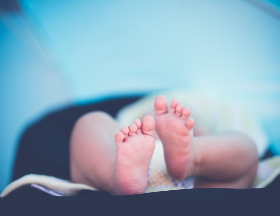 Close-up of a baby's bare feet