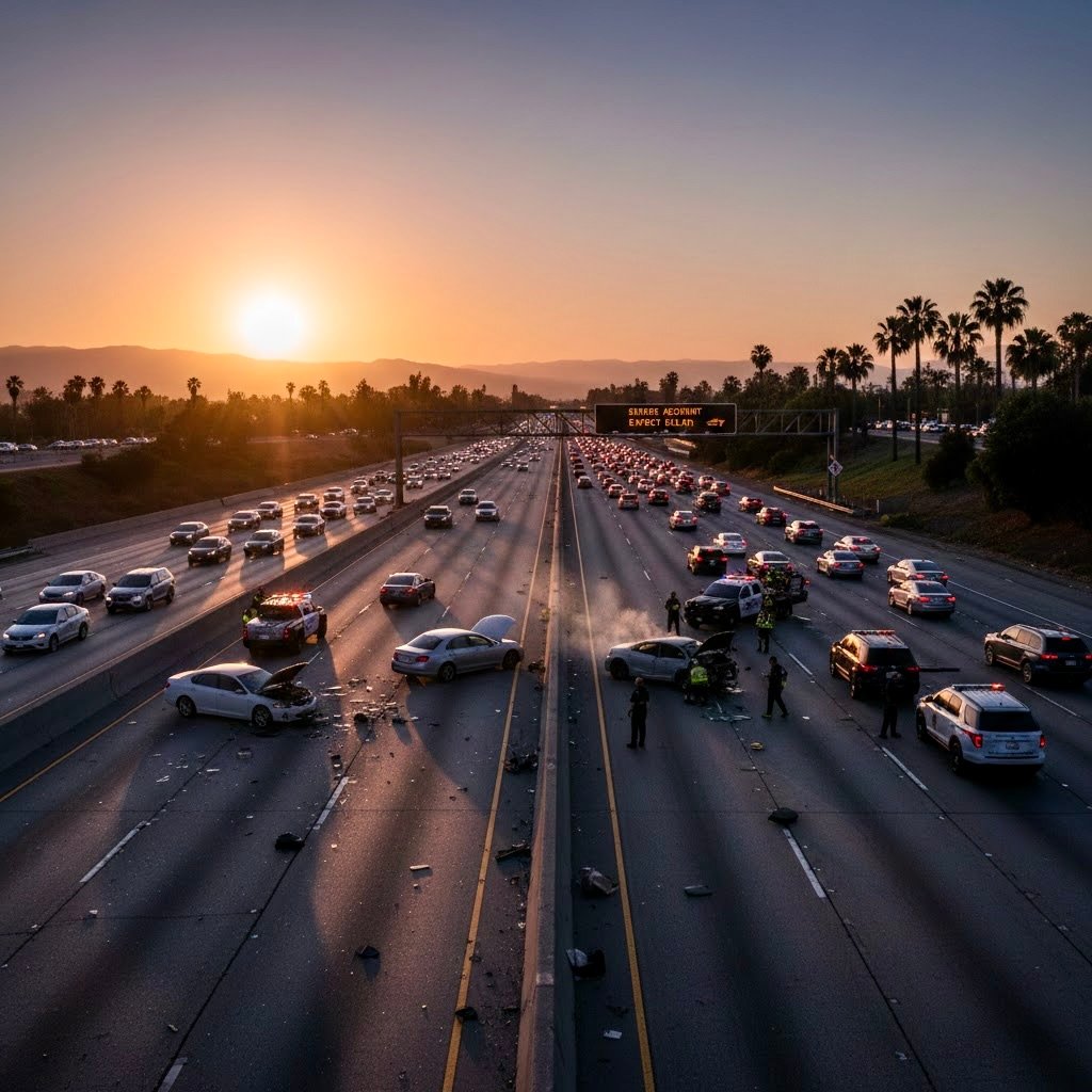 auto accident ca highway sunset